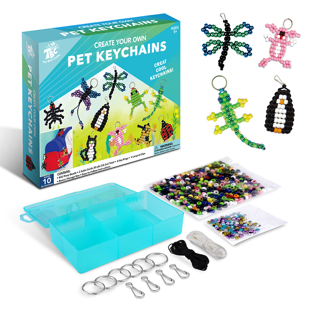 The Best Crafts-641 PCS Bead Pets Crafts for Kids Pony Beads Pet Keychain  Craft Kit DIY Keychain Kit Create Your Own Backpack Hook Keyring Lanyard  Clips Kit Craft Projects Art Toys for